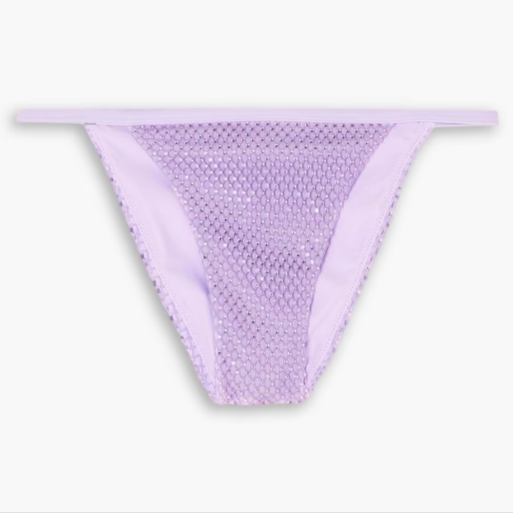 NWT Jonathan Simkhai Rhinestone Purple Moxie Bikini Bottoms‎ L